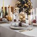 Dining table with setting for Christmas celebration indoors